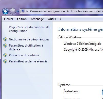 Capture d'écran - Paramètres systèmes avancés, Windows 7