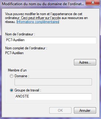 Capture d'écran - Indiquez le nom de votre PC sous Windows 7