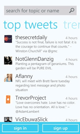 Twitter pour Windows Phone 7