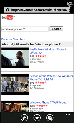 YouTube pour Windows Phone 7