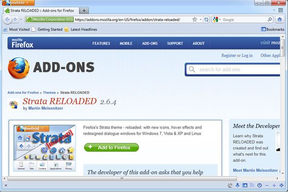 Strata reloaded, thème visuel pour Firefox 4