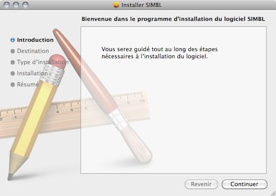 Capture d'écran - Installation de SIMBL, étape préliminaire