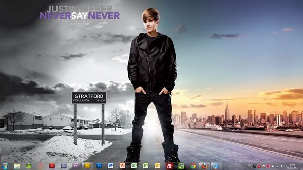 Capture d'écran - Justin Bieber Never Say Never thème visuel pour Windows 7