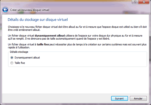 Capture d'écran - Etape 6 de la création de la machine virtuelle pour Windows 8