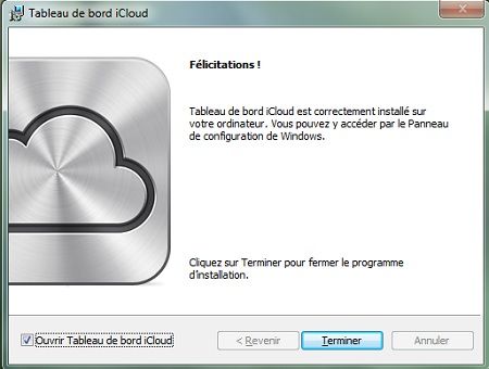 Capture d'écran - Installation de iCloud pour PC, étape n°4