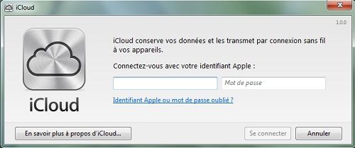 Capture d'écran - iCloud, connexion au tableau de bord