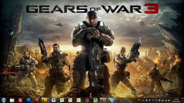 Capture d'écran - Sortie de Gears of War 3, thème visuel officiel Windows 7