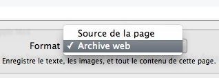 Capture d'écran - Enregistrement de l'archive web sous Safari