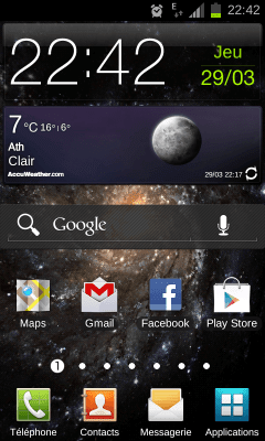 Android 4.0.3 Samsung Galaxy S2 - Accueil