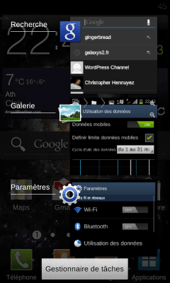 Android 4.0.3 Samsung Galaxy S2 - Gestionnaire de taches