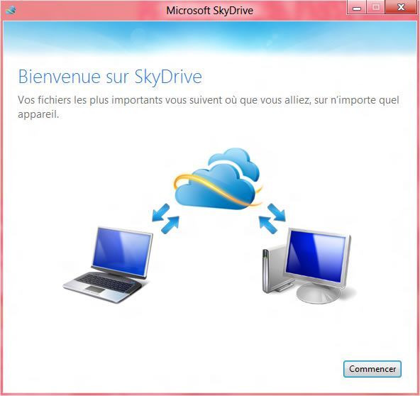 Capture d'écran - Etape 1 de l'installation de SkyDrive sous Windows