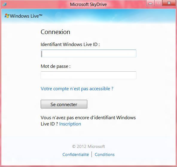 Capture d'écran - Etape 2 de l'installation de SkyDrive sous Windows