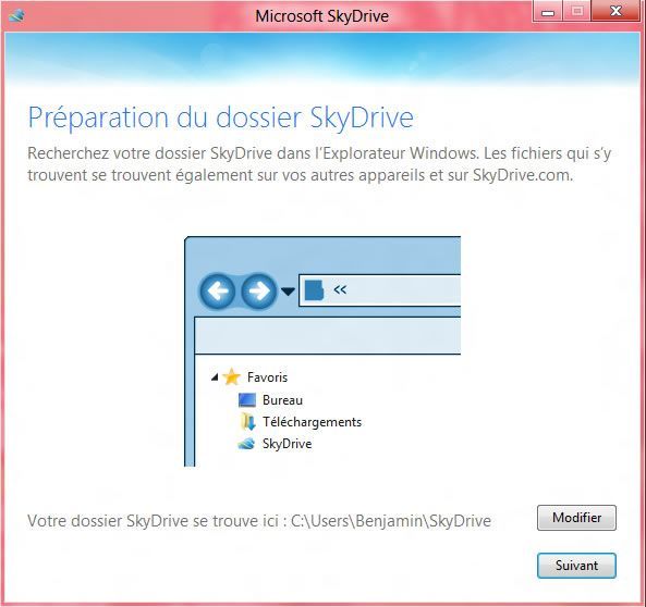 Capture d'écran - Etape3 de l'installation de SkyDrive sous Windows