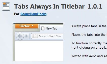 Capture d'écran - Installation du module Tabs Always In Titlebar