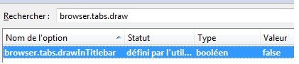 Capture d'écran - Changement de l'état browser.tabs.drawInTitlebar