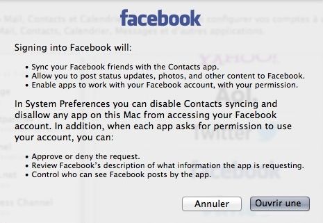 Capture d'écran - Création d'un compte Facebook sous Mountain Lion