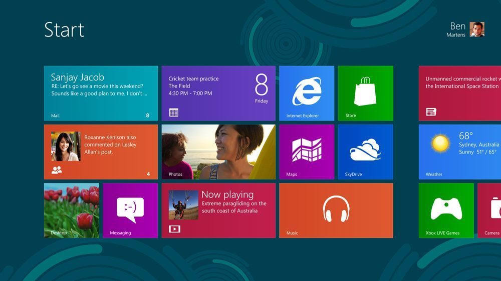 Windows 8 Startscreen