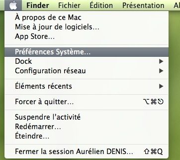 Capture d'écran - Préférences Système dans le menu Pomme