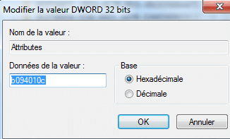 Capture d'écran - Modification de la valeur DWORD