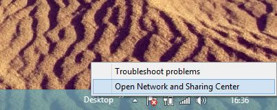 Capture d'écran - Raccourci pour accéder au Centre réseau et partage de Windows 8