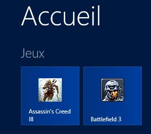 Capture d'écran - Un groupe de tuiles dédié aux jeux sous Windows 8