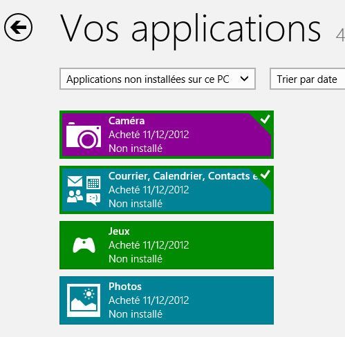 Capture d'écran - Applications Windows 8 installées sur votre PC