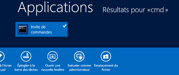 Invite de commandes sous Windows 8