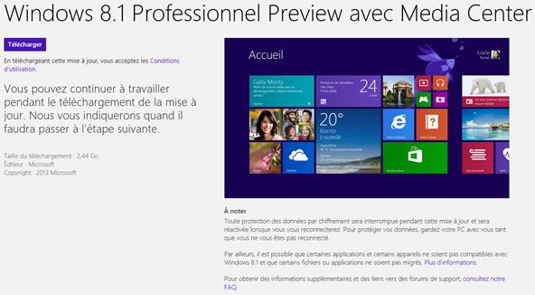 Capture d'écran - Téléchargement de Windows 8.1, Windows Store