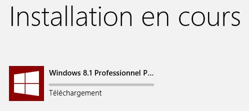 Capture d'écran - Téléchargement en cours de Windows 8.1