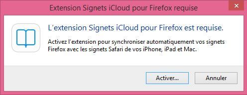 Capture d'écran - Extension iCloud pour Firefox