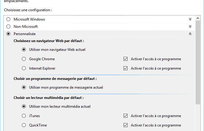 Capture d'écran - Programmes par défaut personnalisée sous Windows 10