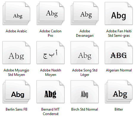 Capture d'écran - Dossier Fonts de Windows