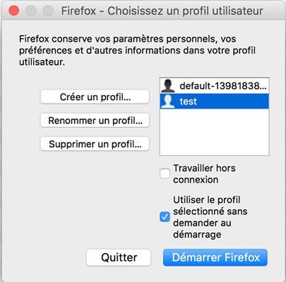 Capture d'écran - Gestion des profils utilisateurs Firefox