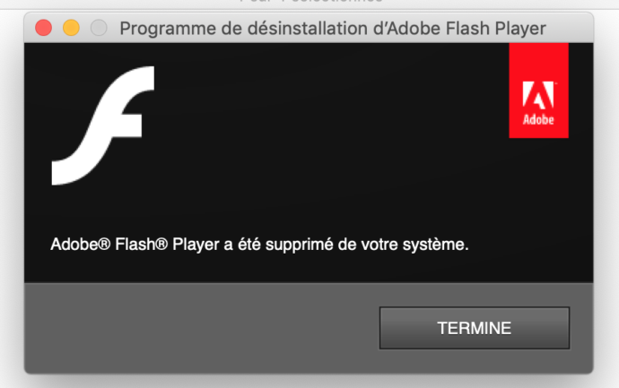 Capture d'écran - Programme de désinstallation de Flash Player