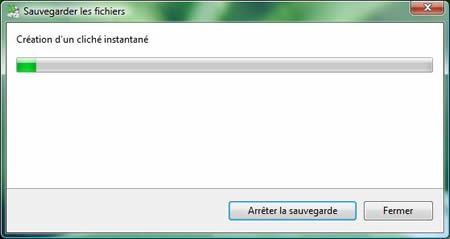 Capture d'écran - Processus de sauvegarde Windows