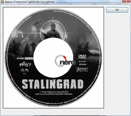Capture d'écran - Aperçu d'un DVD Lightscribe