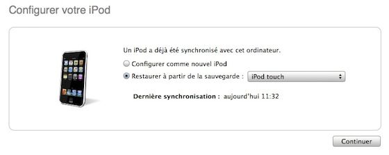 Capture d'écran - Re-synchronisation de l'iPod
