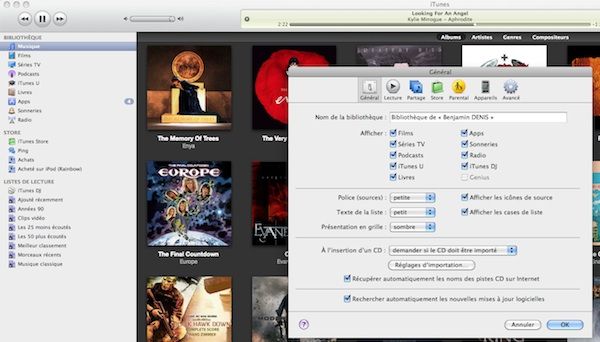 Capture d'écran - iTunes 10 avec le look d'iTunes 9