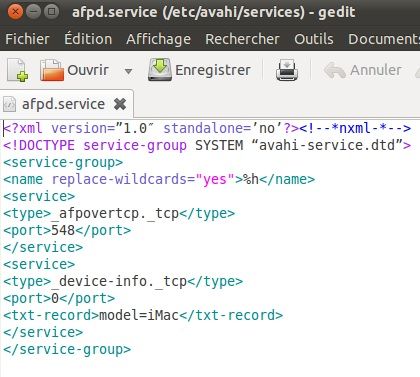 Capture d'écran - Configuration du service AFP