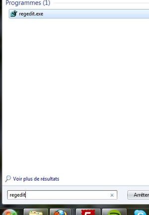 Capture d'écran - Menu Démarrer, regedit