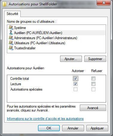 Capture d'écran - Paramétrage des autorisations