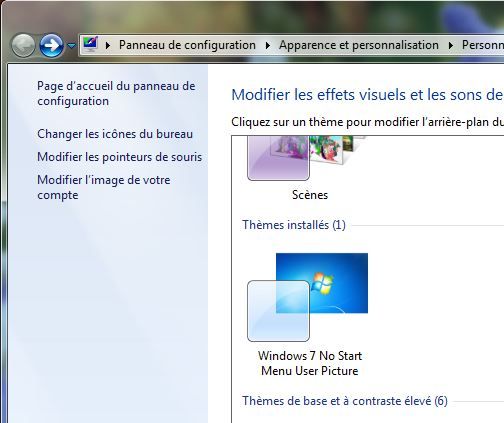 Capture d'écran - Thème Windows 7 No Start Menu User Picture