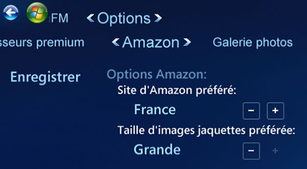 Capture d'écran - Options d'Amazon du plugin ShoutCast