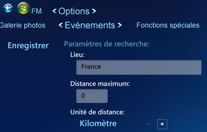 Capture d'écran - Options Evénements ShoutCast