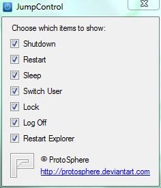 Capture d'écran - Configuration de JumpControl