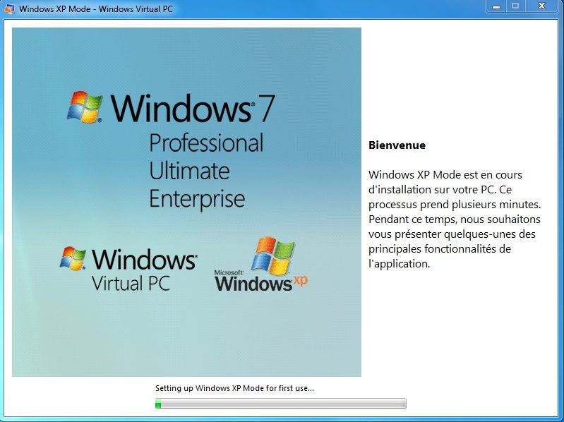 Capture d'écran - Installation du mode XP