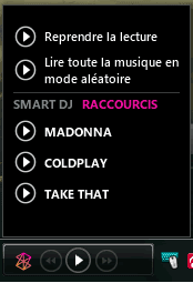 Capture d'écran - Le mini-player Zune en action